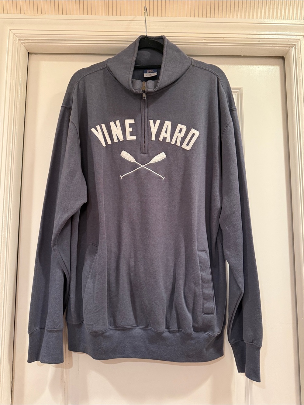 MV Sport martha’s Vineyard Slate Blue Half-Zip Pullover with White Oar Graphic